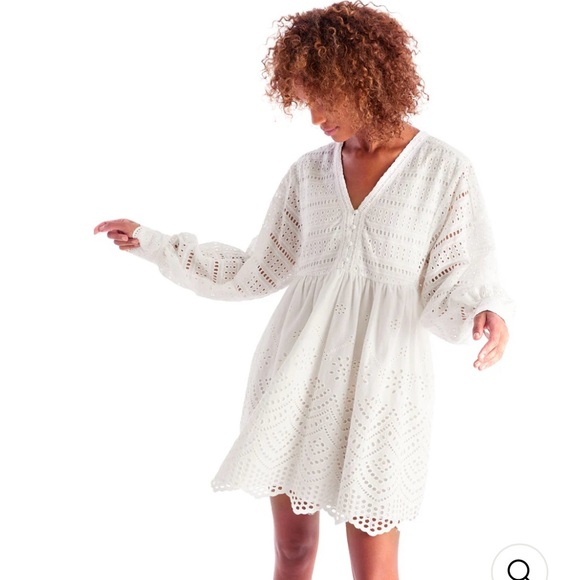 Allison NY Dresses & Skirts - Allison NY Isabel Mini White L/S Dress Eyelet Women’s‎ Sz Small B-Neck Buttons